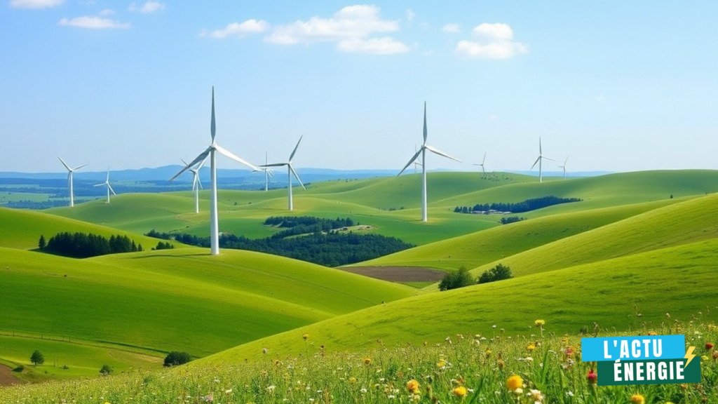 Image d'un champs d'éolienne pour illustrer les Corporate PPA et tarifs Vverts pour les entreprises